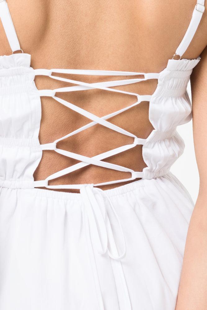Shirred Maxi Dress Cotton Poplin White Dresses Jumpsuits Ackermans