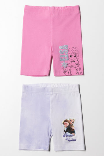 2 Pack Frozen Cycling Shorts Pink