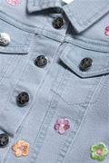 Denim Jacket With Frill Navy (1)