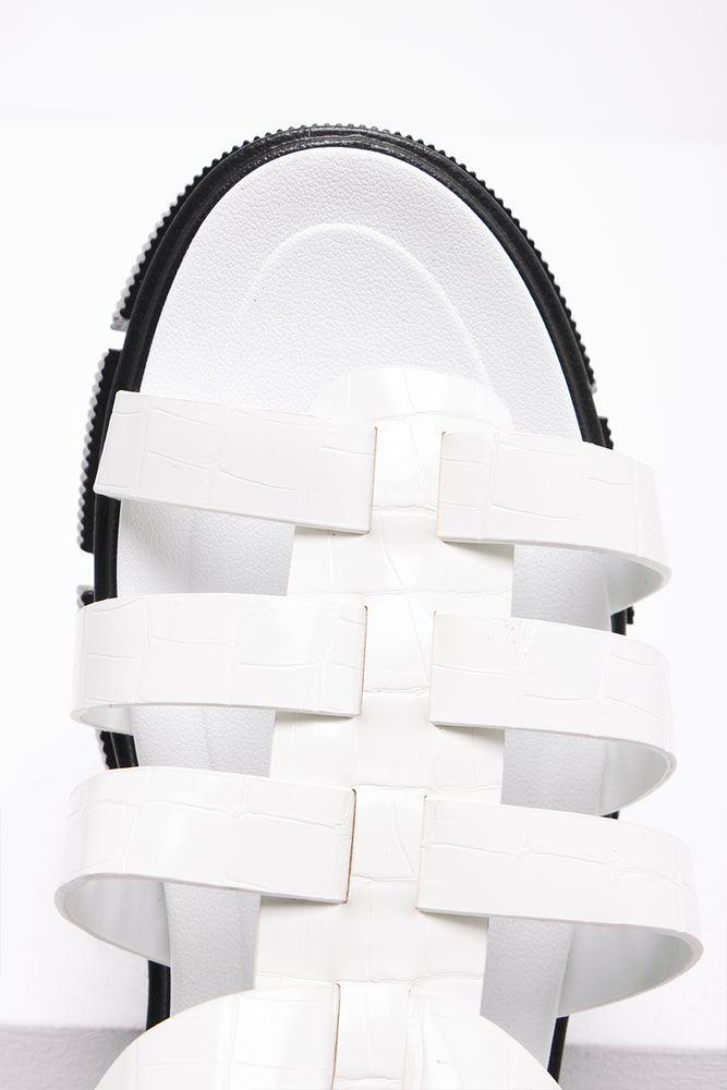 White caged sandals 2025