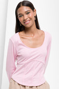Long Sleeve Corset Top Pink