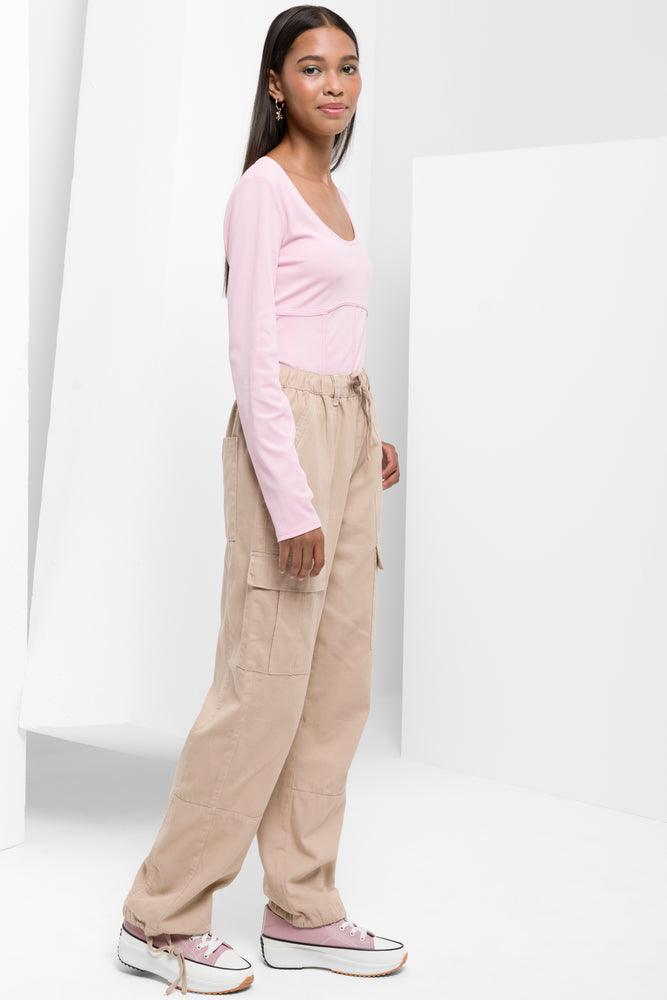Long Sleeve Corset Top Pink