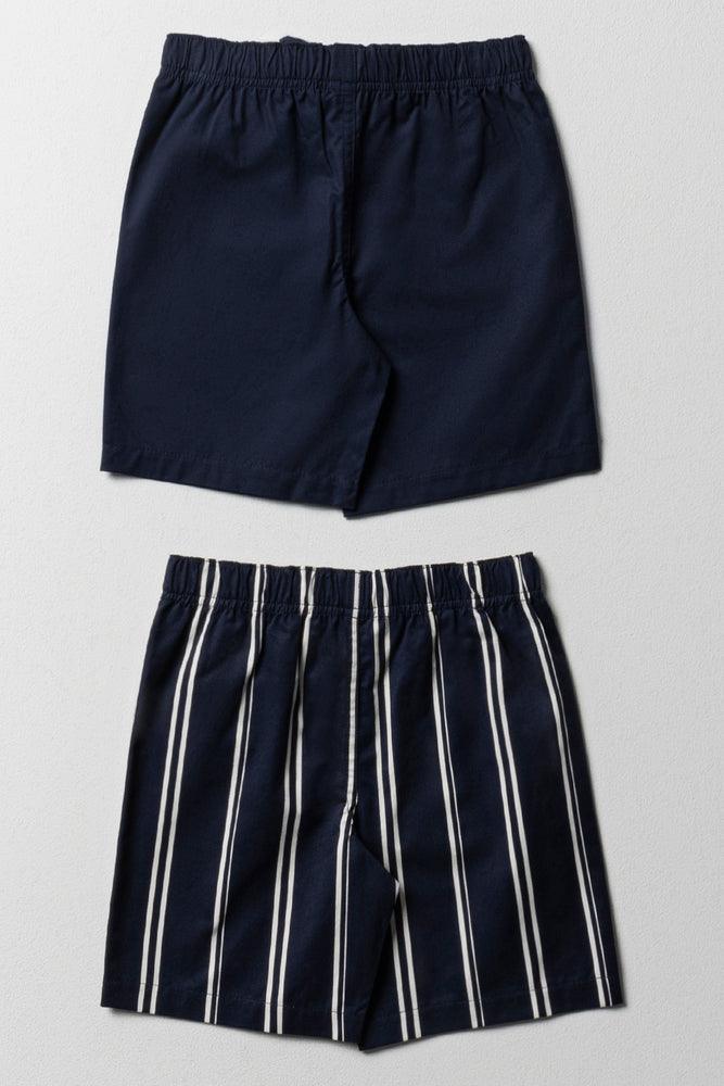2 Pack Stripe Shorts Navy (2)