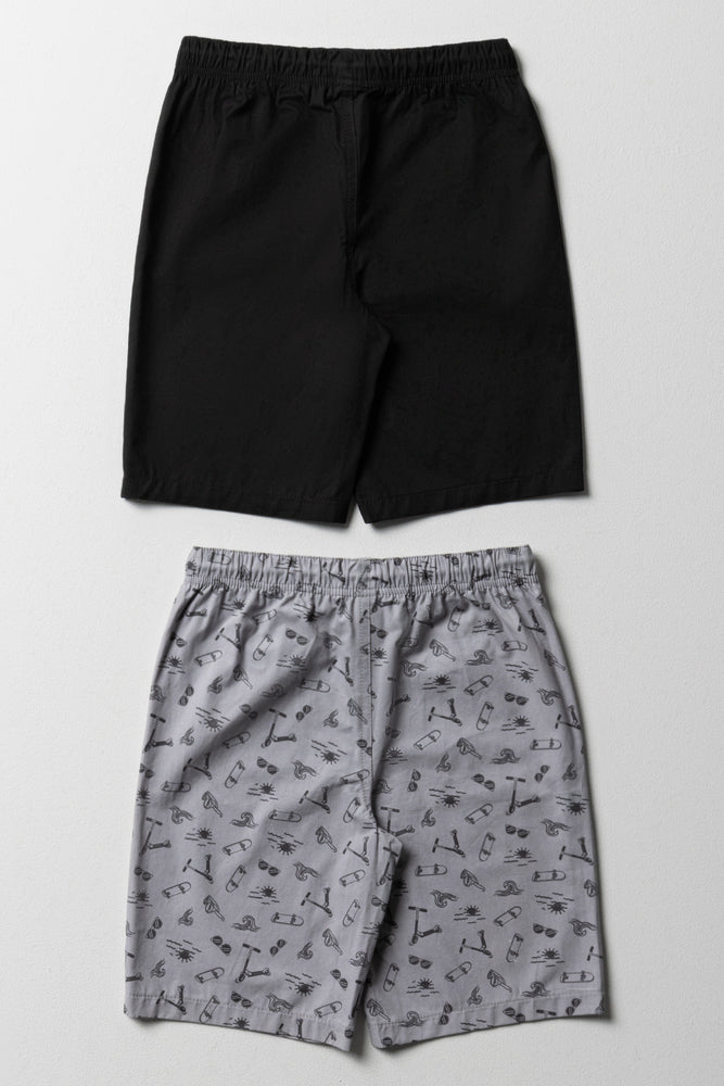 2 Pack Skate Shorts Black & Grey (2)