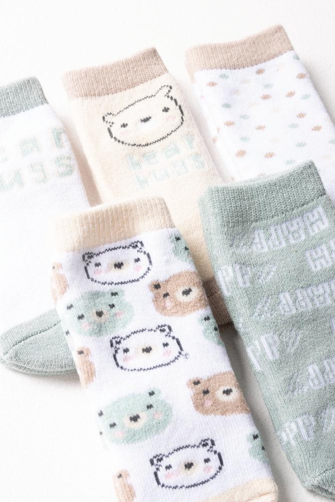 5 Pack Bear Socks Multi