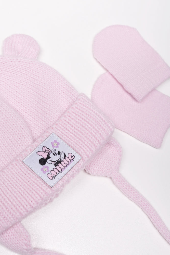 Minnie Mouse Beanie And Mittens Set Pink