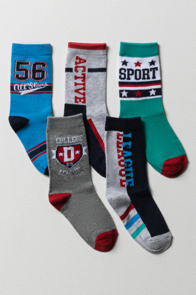 5 Pack Sport Socks Blue