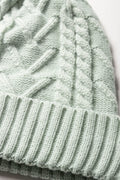 Chunky Cable Beanie Light Green (1)