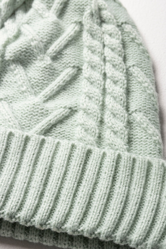 Chunky Cable Beanie Light Green (1)