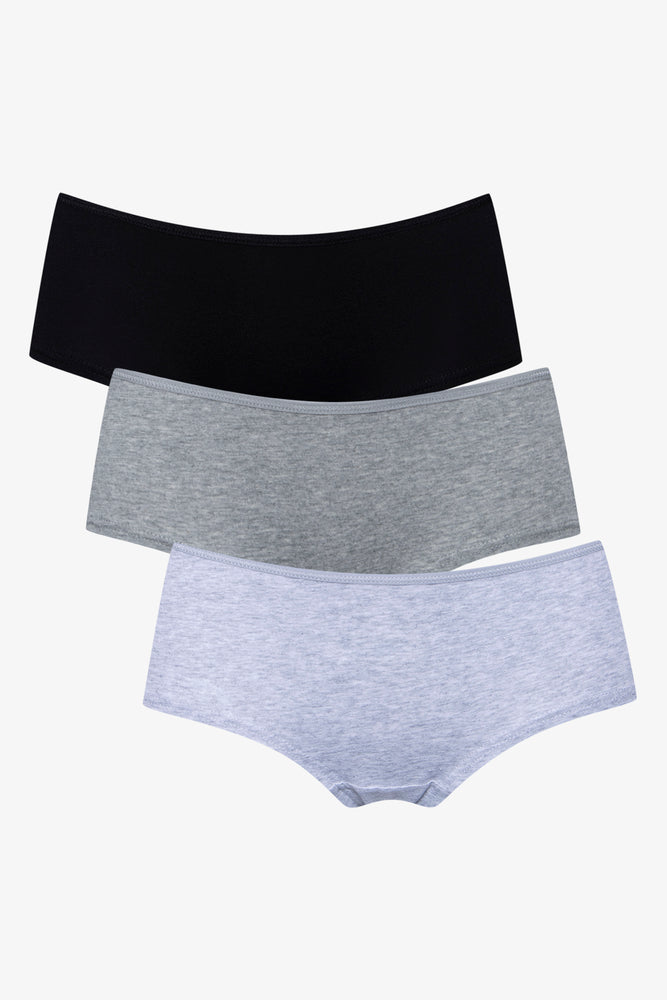 3 Pack Cotton Blend Boyleg Panties Grey (1)