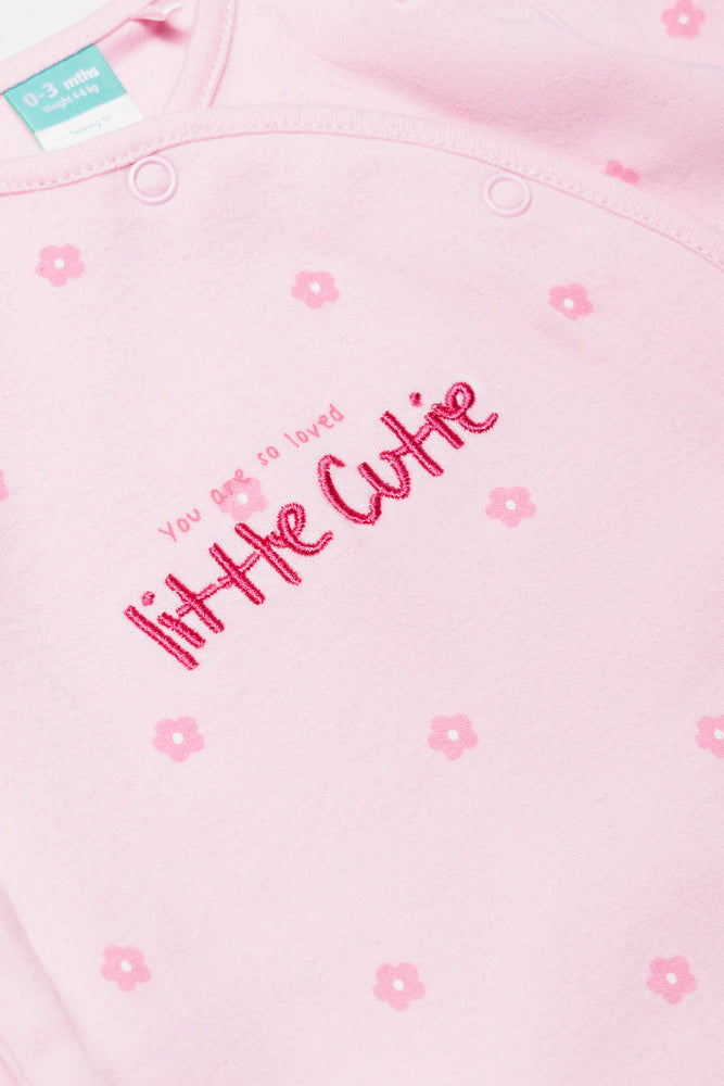 Flower Babygrow With Toy Pink (1)