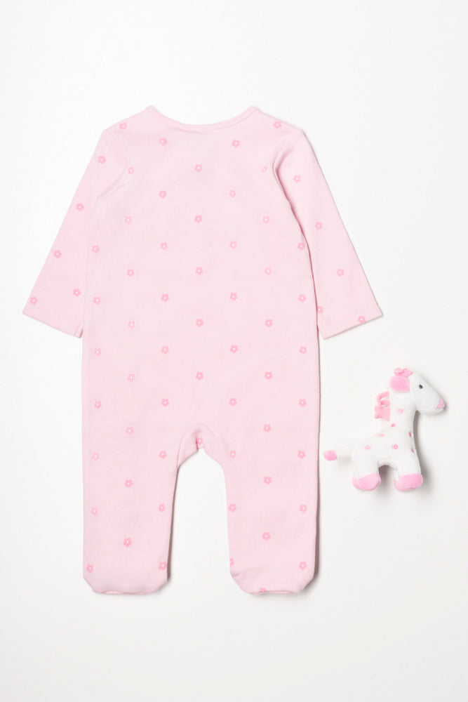 Flower Babygrow With Toy Pink (3)