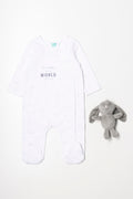 Star Babygrow With Toy White