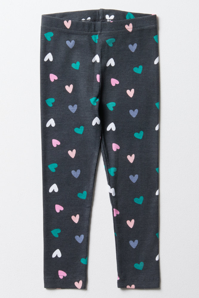 Hearts Leggings Charcoal