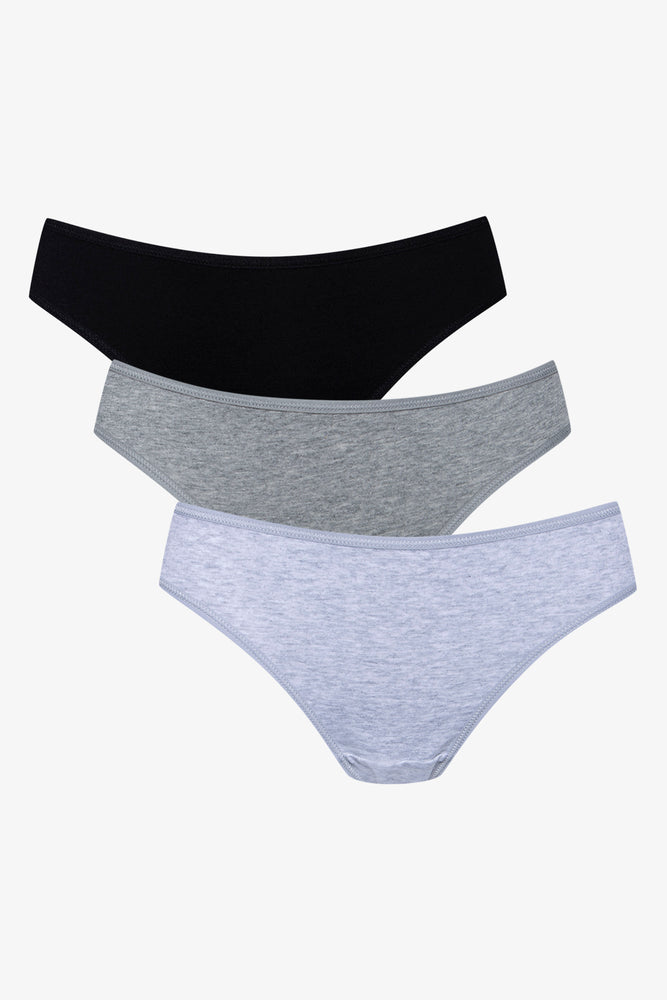 3 Pack Cotton Blend Bikini Panties Grey (1)