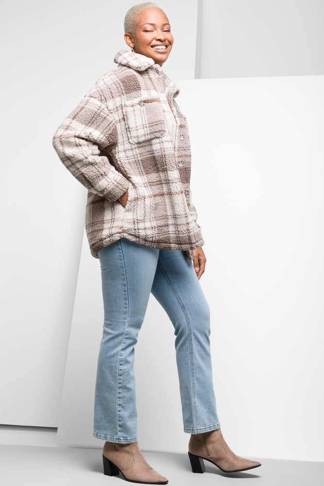 Check Sherpa Shacket Natural