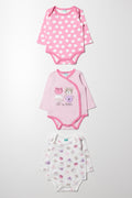 3 Pack Long Sleeve Bodyvest Pink