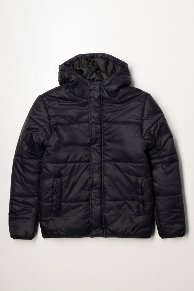 Hooded Puffer Jacket Black
