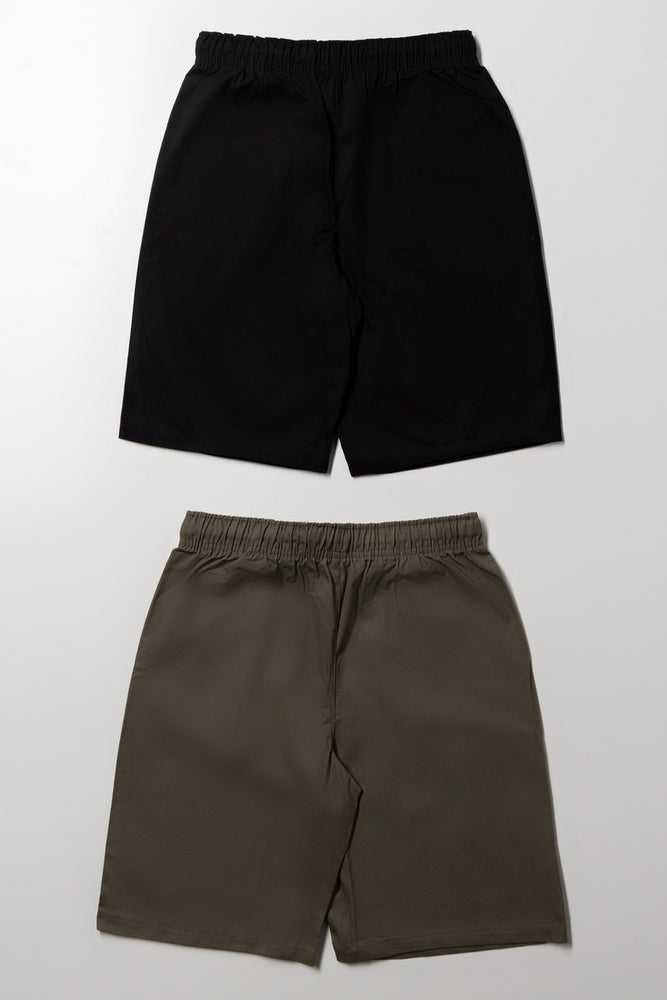 2 Pack Shorts Black And Dark Green (2)