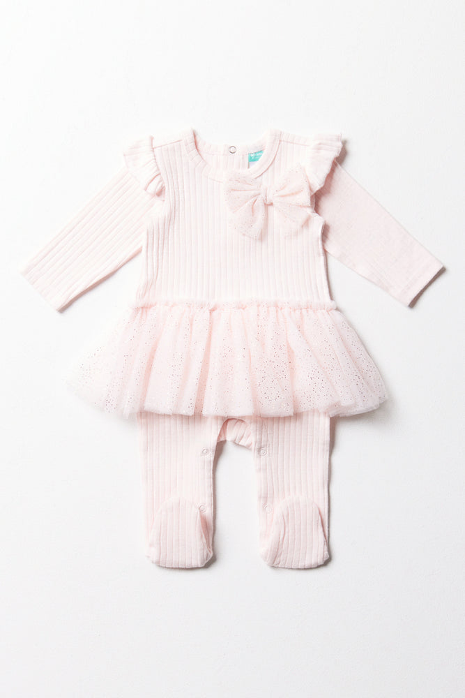Rib Occasion Babygrow Pink
