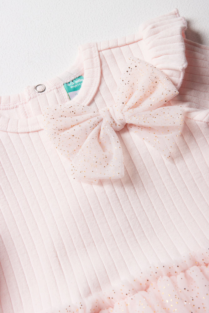 Rib Occasion Babygrow Pink