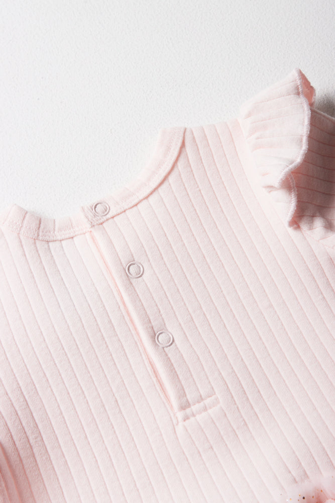 Rib Occasion Babygrow Pink (3)