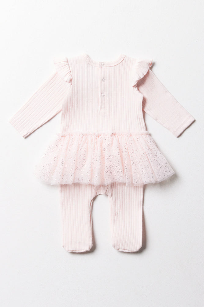 Rib Occasion Babygrow Pink (4)