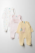 3 Pack Babygrows Pink & Yellow