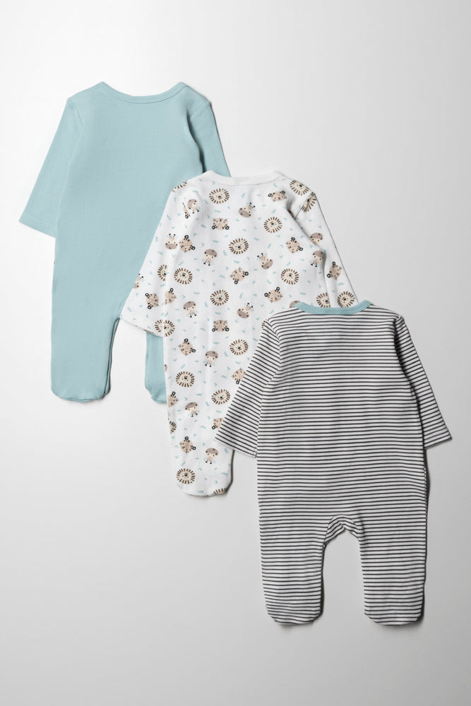 3 Pack Babygrows Green Babygrows Ackermans