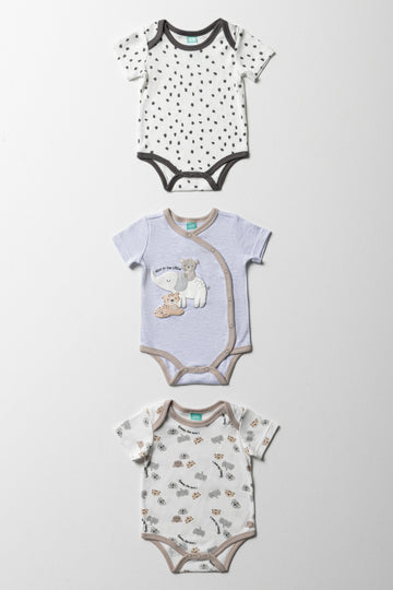 3 Pack Short Sleeve Bodyvests Natural