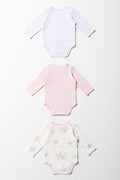 3 Pack Long Sleeve Bodyvests Pink (4)