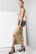 Lurex Knitwear Bodycon Skirt Gold (1)