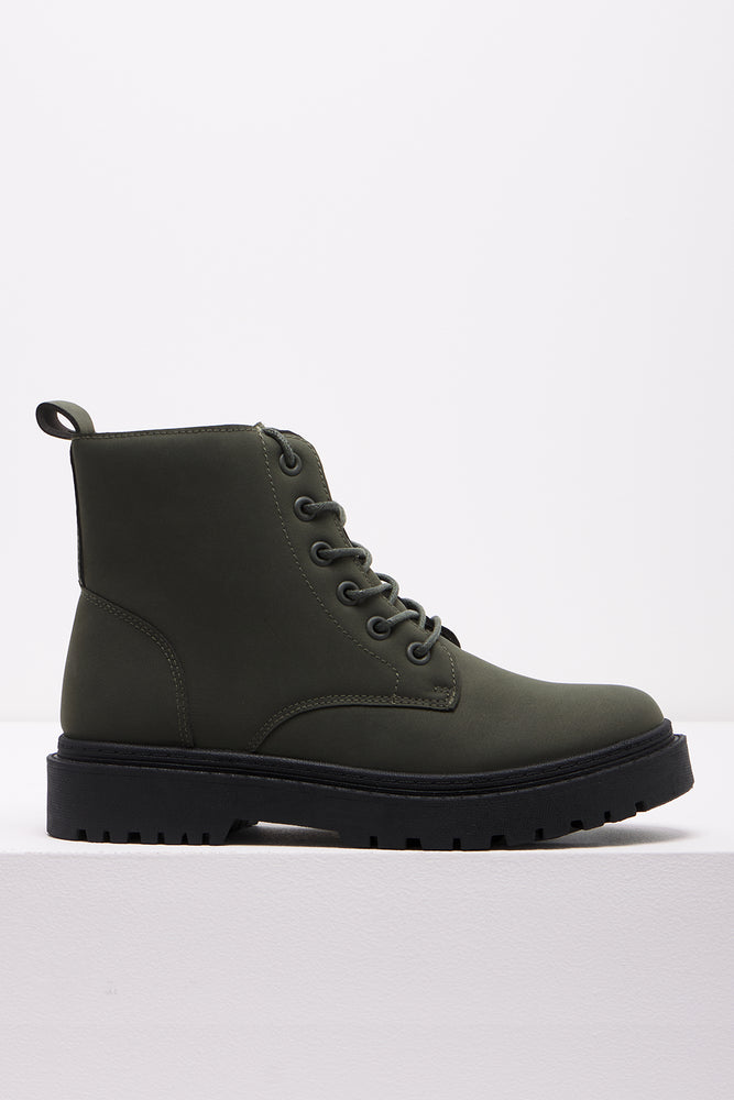 Lace Up Boots Dark Green