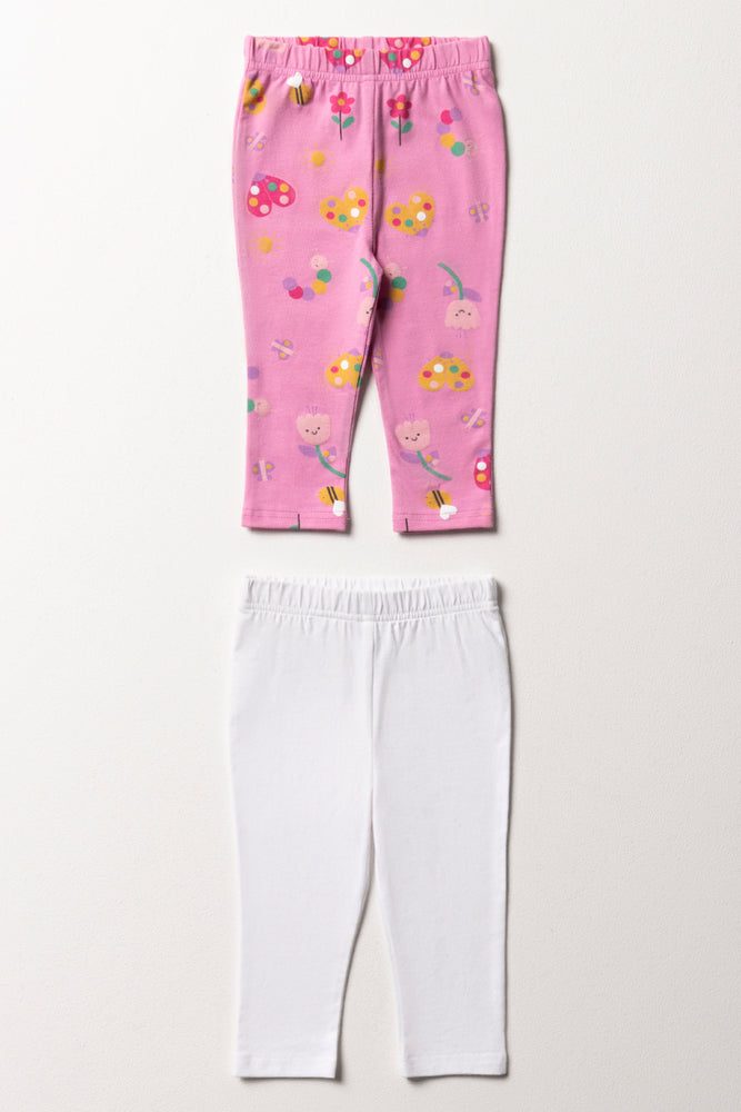 2 Pack Ladybug Leggings Pink