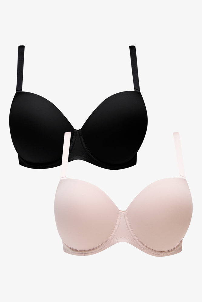 2 Pack Smooth Multiway Bras Black & Pink