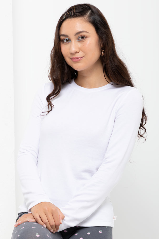 Crew Neck Long Sleeve T-Shirt White