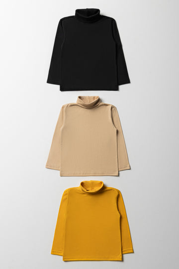 3 Pack Polonecks Ochre, Stone, Black