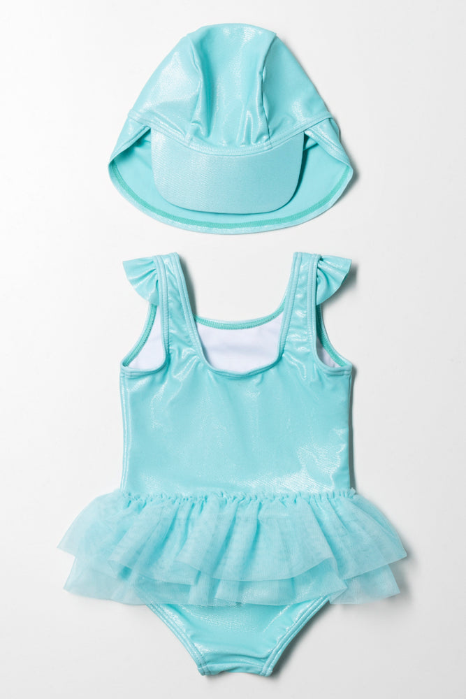 Swimsuit With Hat Teal (4)