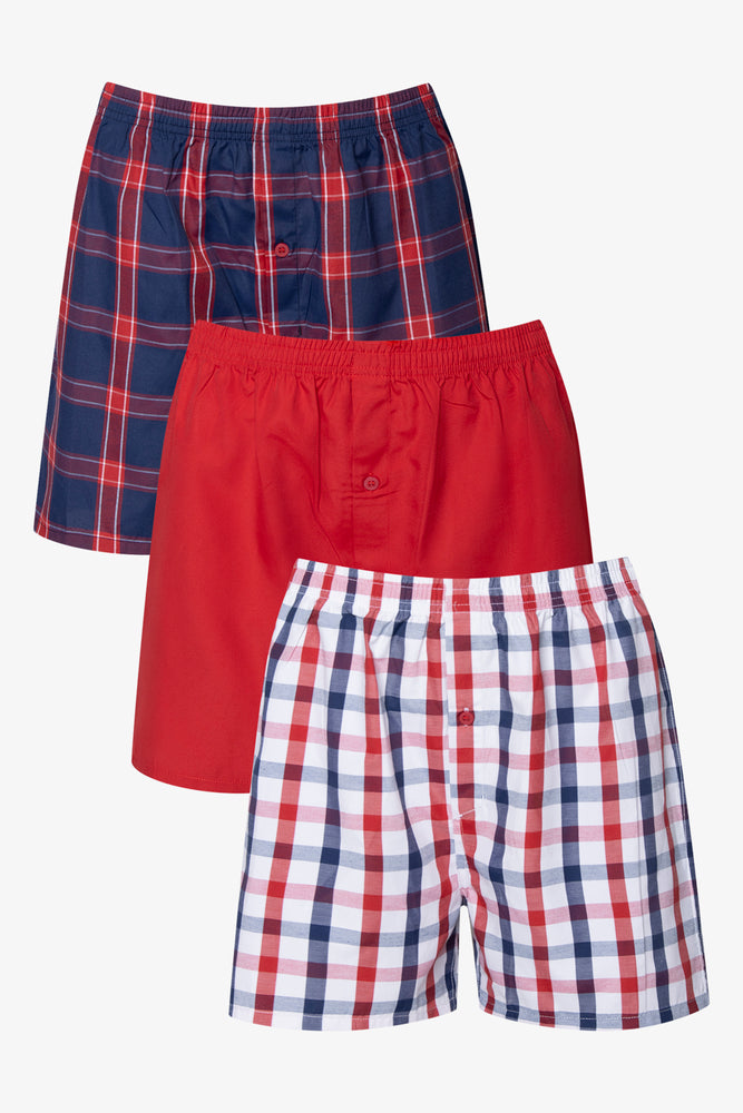 3 Pack Check Boxers Red