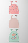 3 Pack Strappy Vests Pink & Aqua