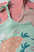 3 Pack Strappy Vests Pink & Aqua (1)