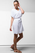 Belted V-Neck Dress White (1)