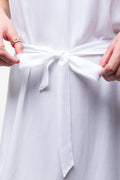 Belted V-Neck Dress White (3)