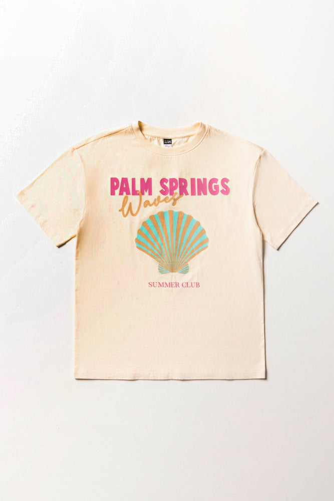 Palm Springs Oversized Short Sleeve T-Shirt Natural