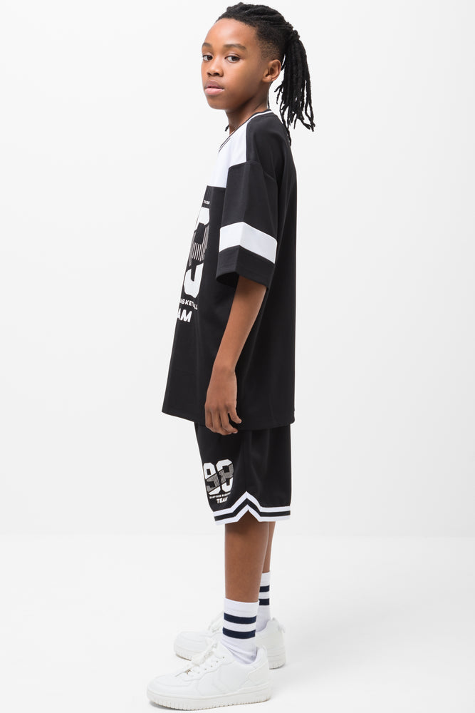 Basketball Short Sleeve T-Shirt Black & White (1)