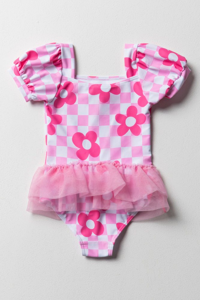 Barbie Puff Sleeve Tutu Swimsuit Pink (3)