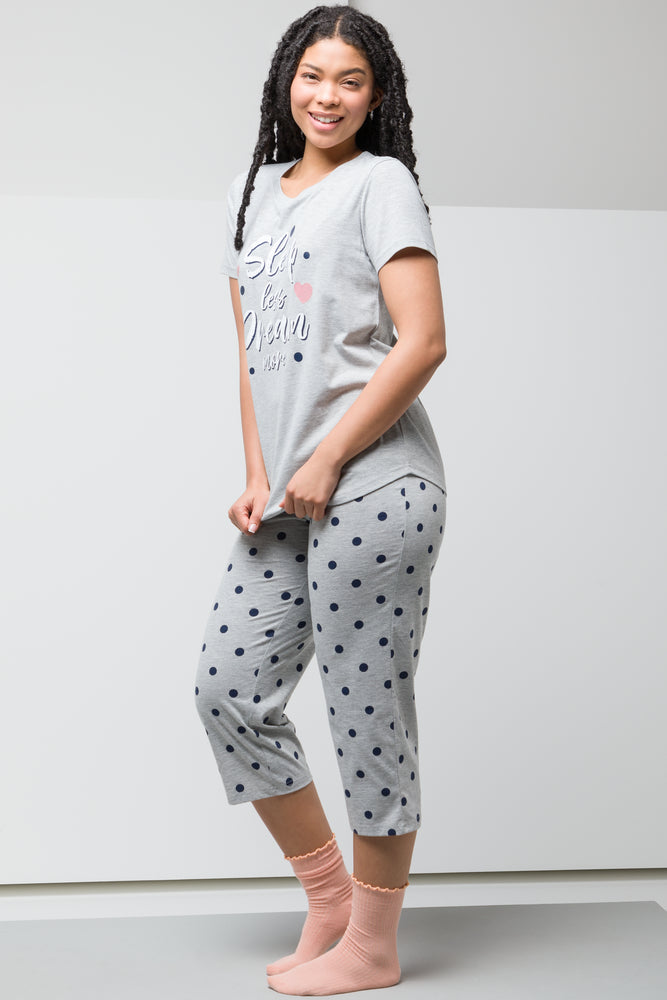 Sleep Less Dream More Capri Pyjamas Grey (1)