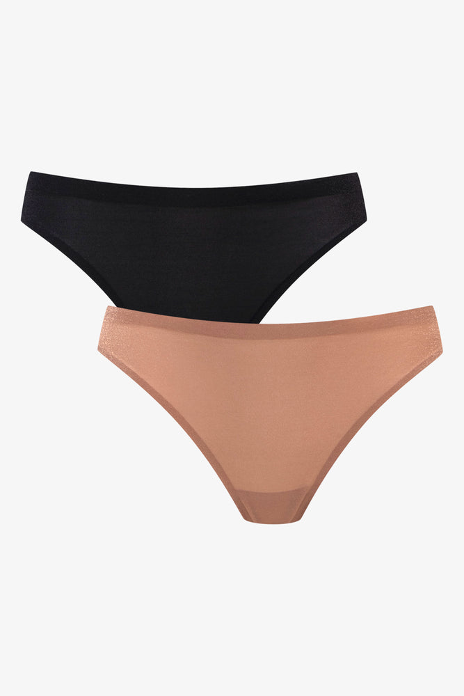 2 Pack Bonded Thongs Black & Light Brown (1)