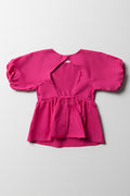 Peplum Puff Sleeve Top Pink (2)