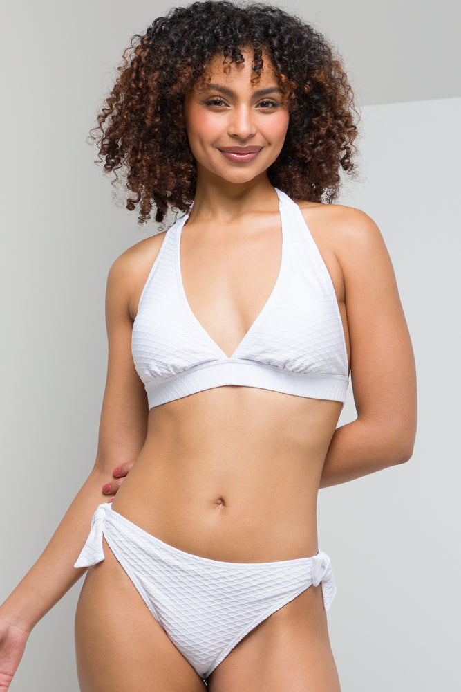 Textured Bikini Bottom With Tie White